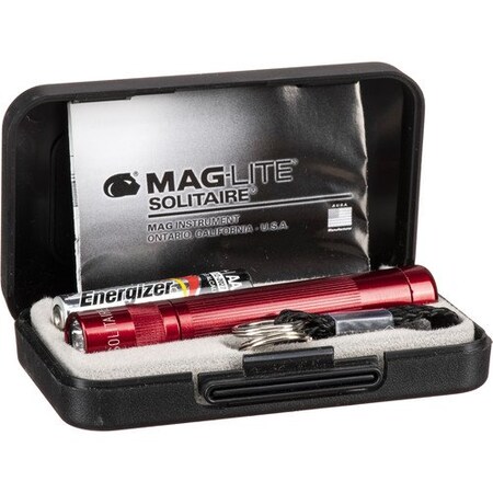 Maglite Solitaire AAACell Incandescent Flashlight, Color Red, Packaging Display Box K3A032
